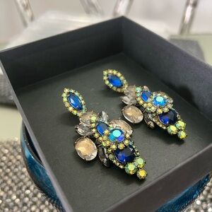 J. Crew Vibrant Blue and Gold Earrings